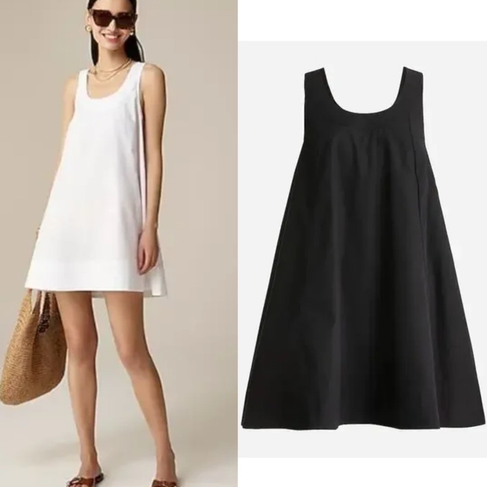 J. Crew Patti Poplin Scoop Neck Shift Dress Size Large Black New with tags!